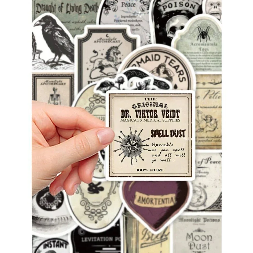 50pcs Gothic Apothecary Vintage Magic Potion Sticker Labels For Notebook